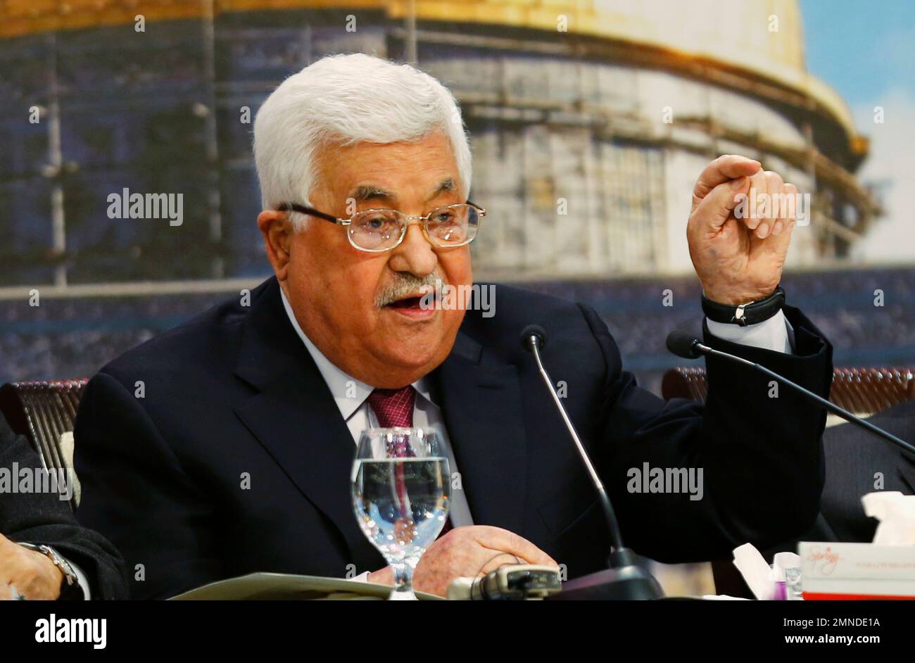 FILE- In this April 30, 2018 file photo, Palestinian President Mahmoud ...