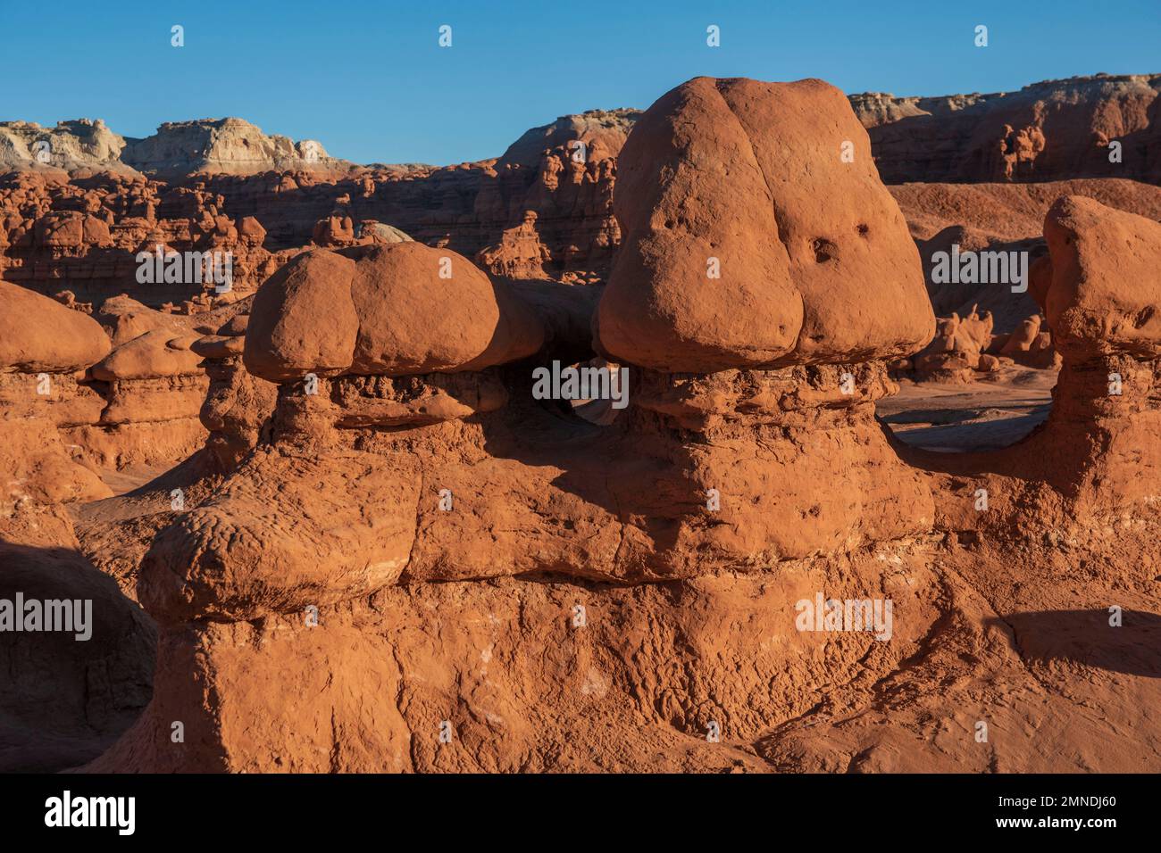 Utah's Goblin Valley State Park is full of sandstone rock formations that take the shape of humanoid characters. Stock Photo