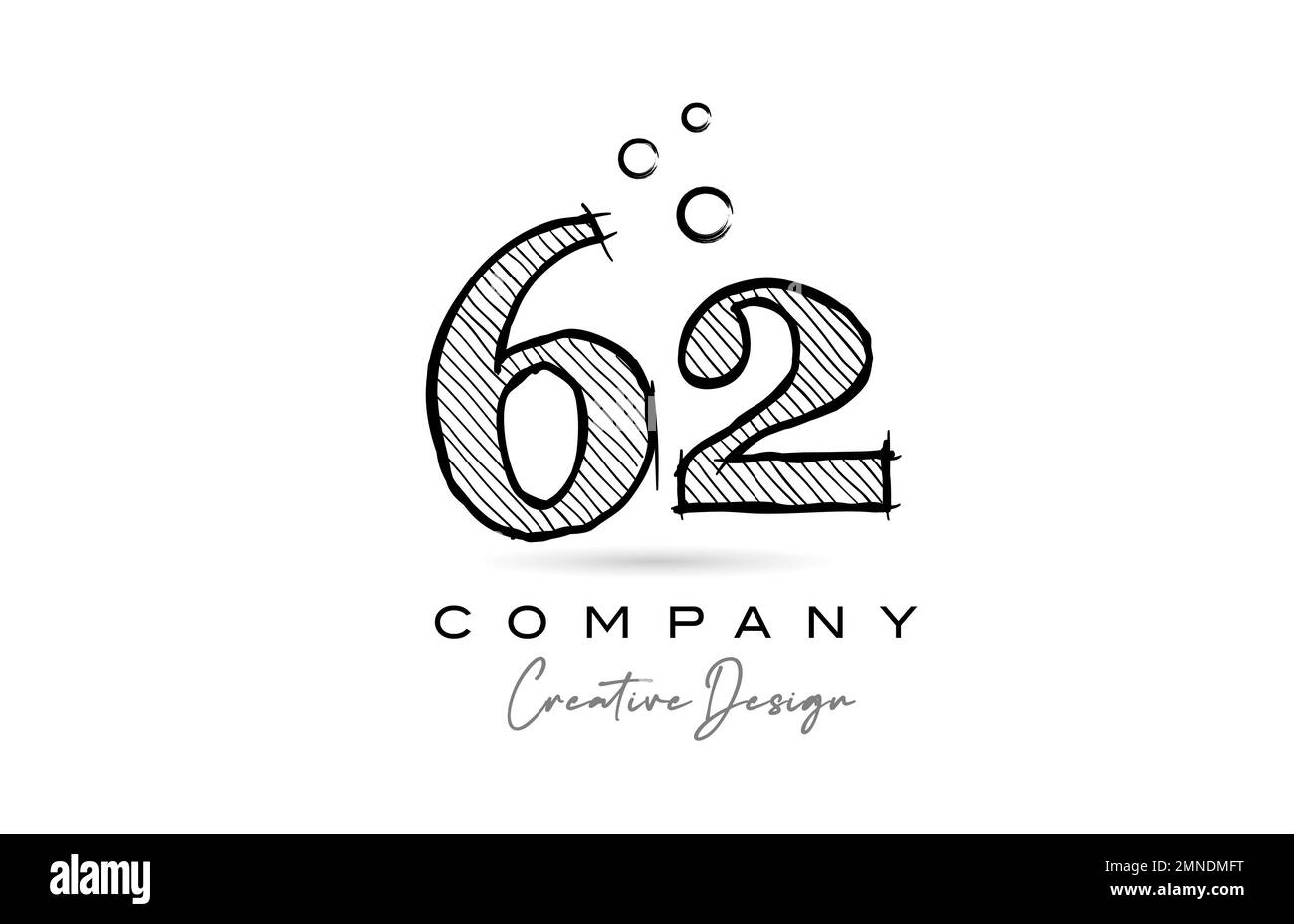 hand drawing number 62 logo icon design for company template or ...