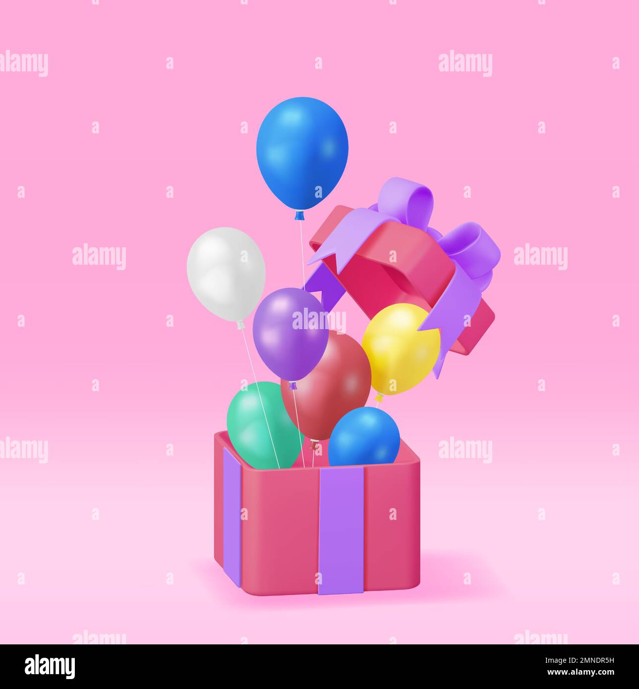 3D Shiny Gift Box with Balloon Isolated Stock Vector Image & Art - Alamy