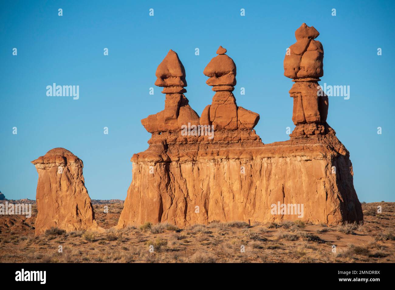 Utah's Goblin Valley State Park is full of sandstone rock formations that take the shape of humanoid characters. Stock Photo