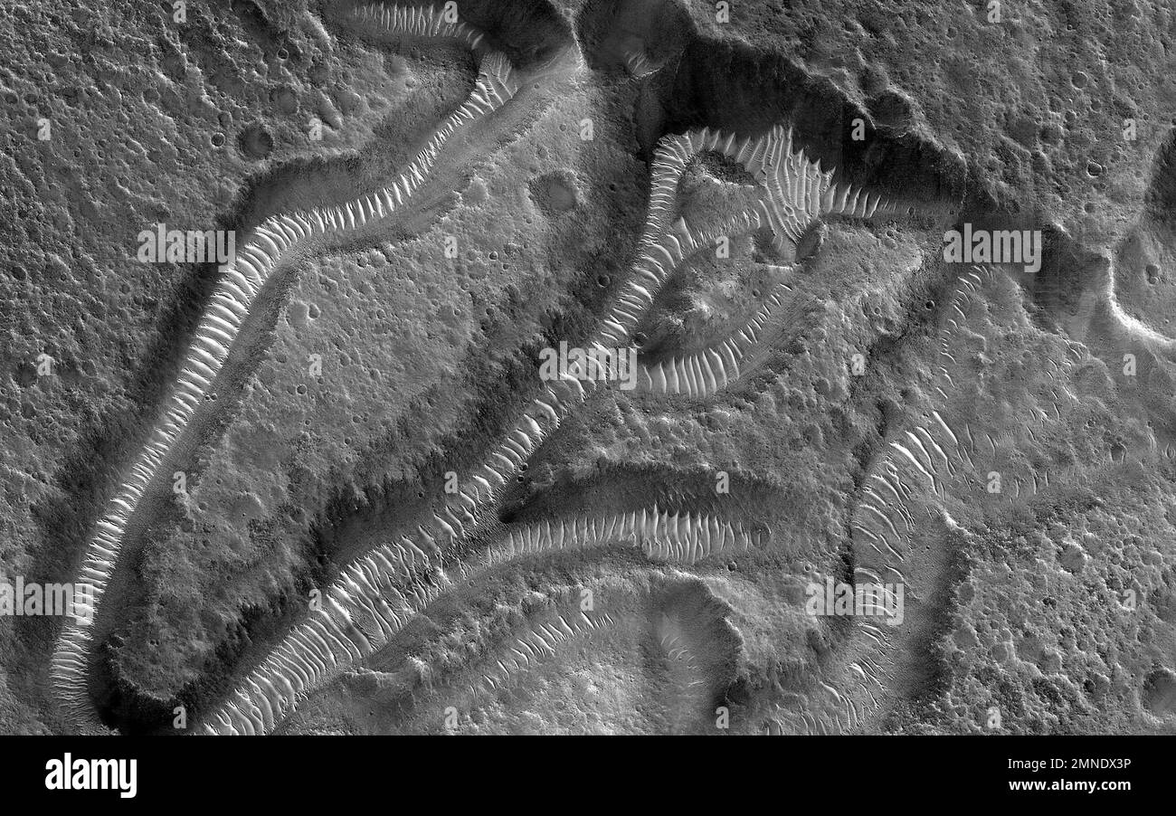 Mars Surface. 22nd Dec, 2022. Channels on a Streamlined Island of Kasei Vallis. Credit: JPL Caltech/NASA/ZUMA Press Wire Service/ZUMAPRESS.com/Alamy Live News Stock Photo