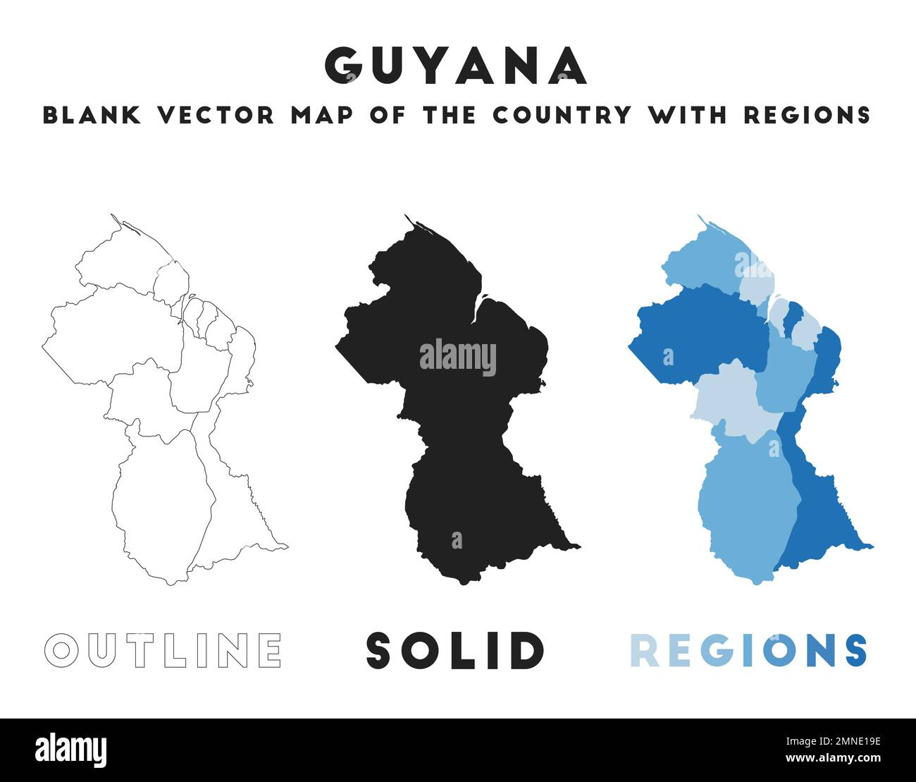Guyana map. Borders of Guyana for your infographic. Vector country