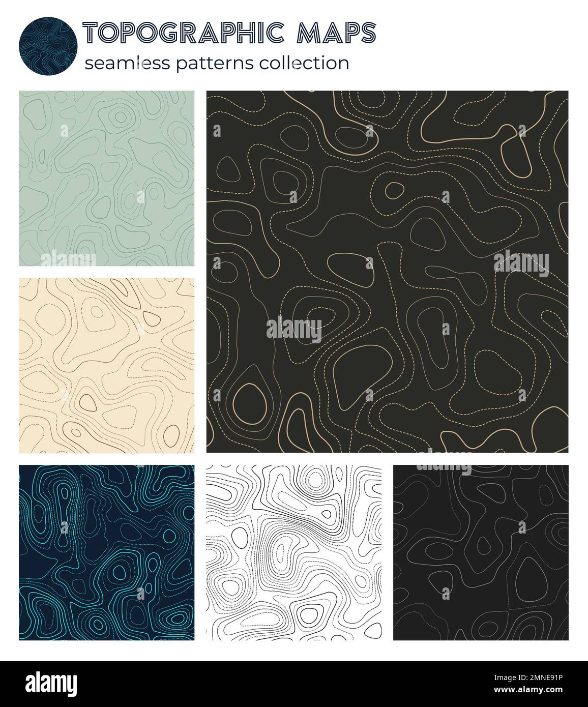 Topographic maps. Appealing isoline patterns, seamless design. Superb ...