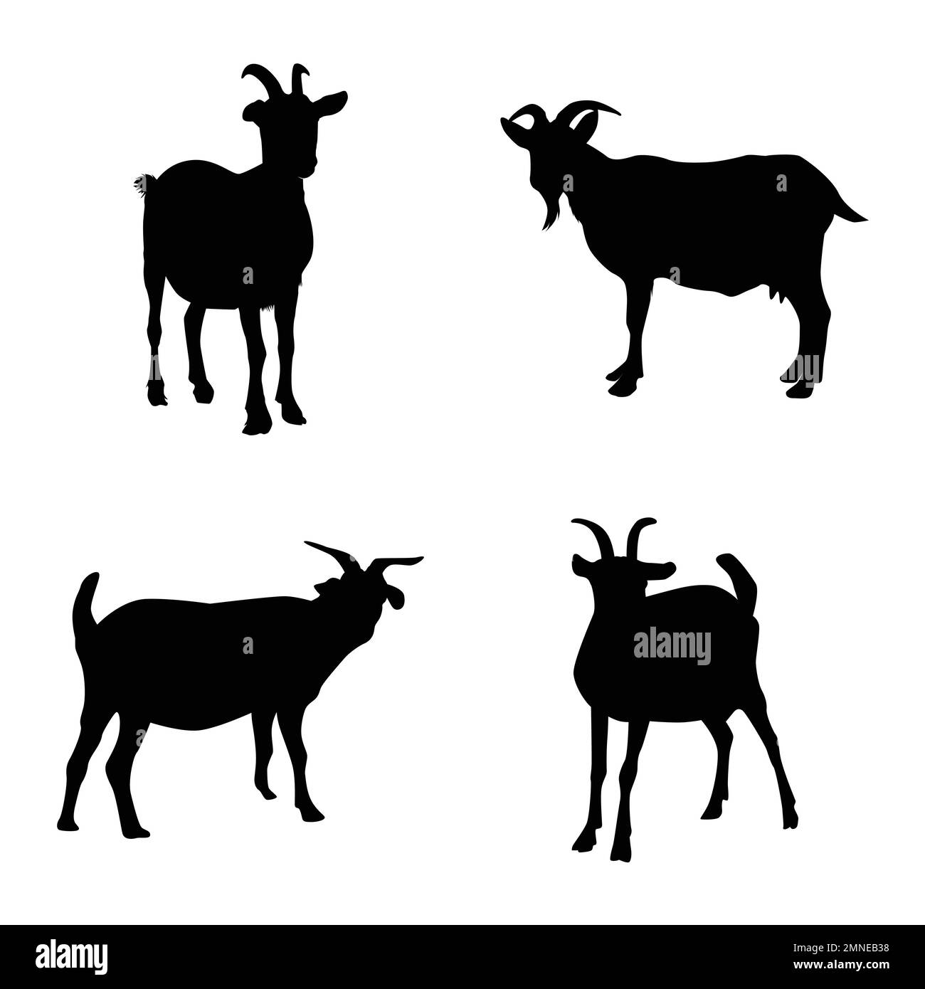 Goat silhouette collection. Rural farm animals on a white background Stock Vector Image & Art
