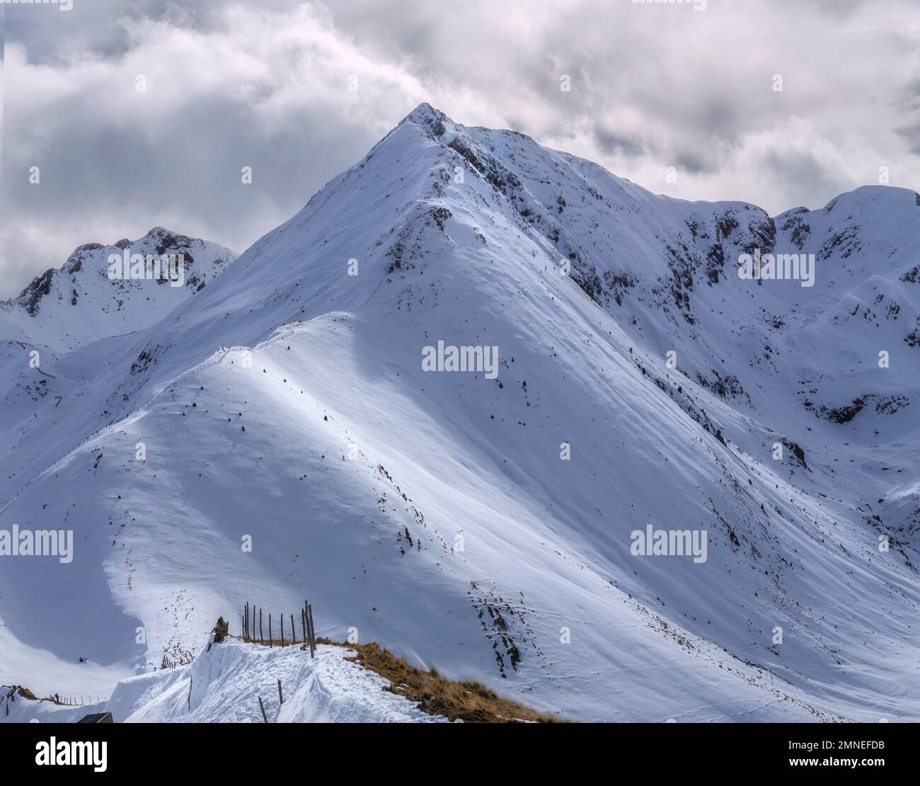 Snow Covered Peak at Boi Taull, Catalan Pyrenees Stock Photo