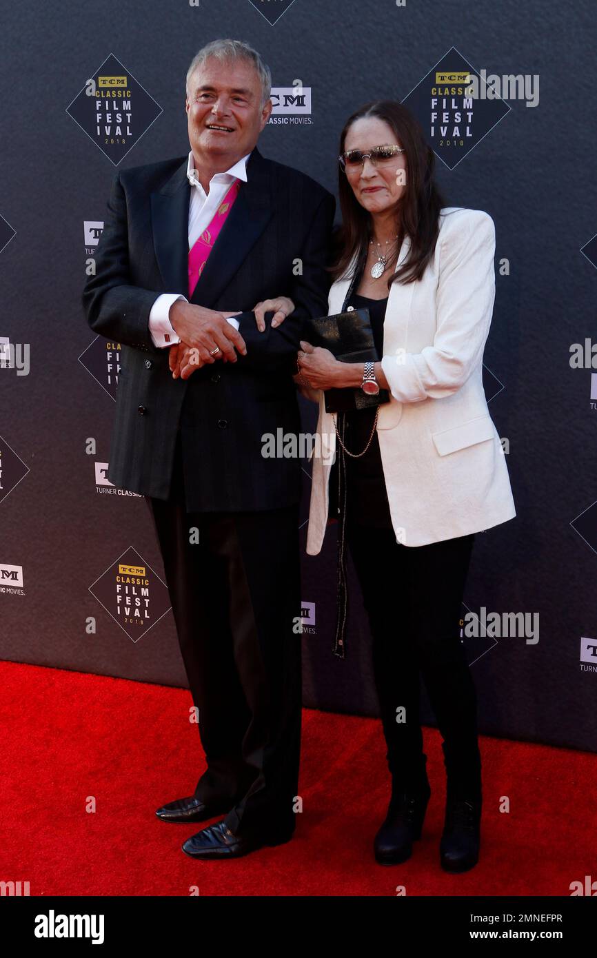 Leonard Whiting, left, and Olivia Hussey arrive at the screening of "The Producers" at the 2018 TCM Classic Film Festival Opening Night at the TCL Chinese Theatre on Thursday, April 26, 2018, in Los Angeles. (Photo by Willy Sanjuan/Invision/AP) Stock Photo