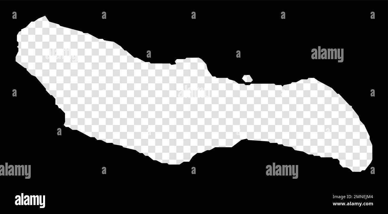 Stencil map of Saona Island. Simple and minimal transparent map of Saona Island. Black rectangle with cut shape of the area. Stock Vector