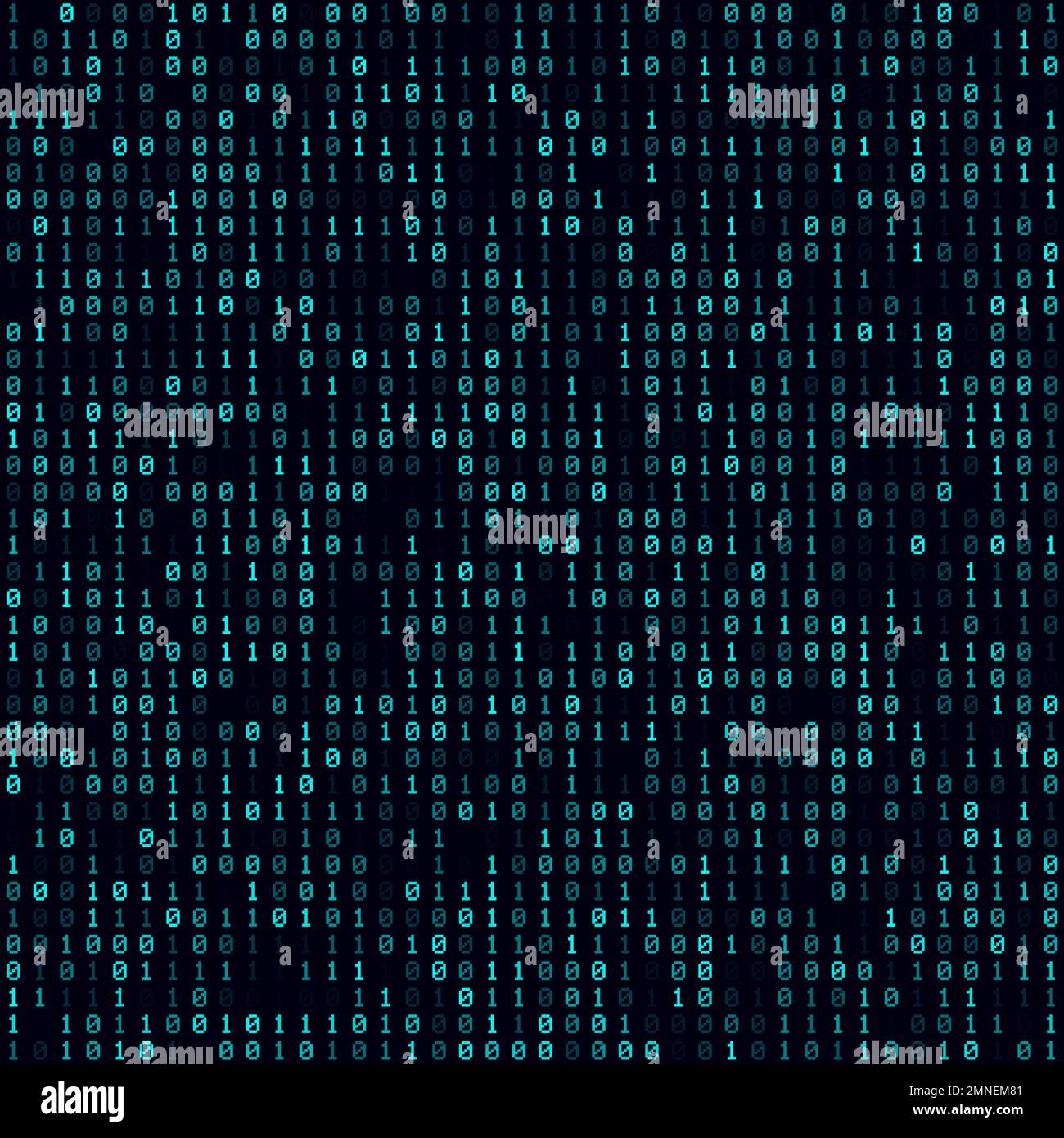 Abstract Matrix background. Cyan filled binary background. Medium sized ...