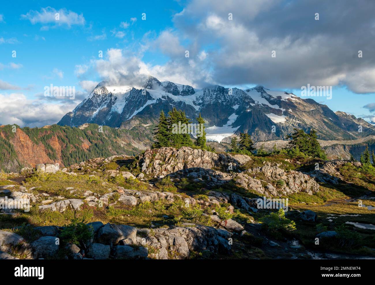 Huntoon Point Huntoon Point, view of cloudy Mt. Shuksan with glacier and snow, Mt ...