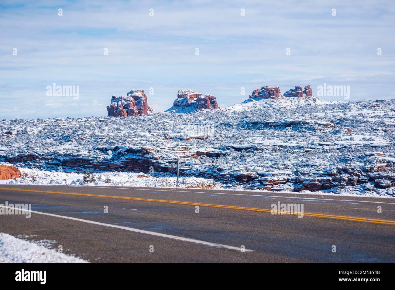 Merrimac and Monitor Butte stand guard just outside of Canyonlands