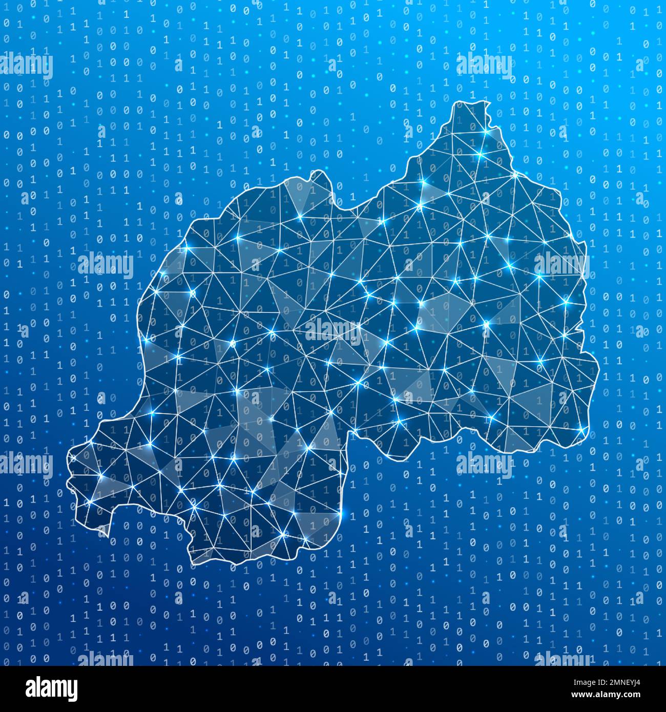 Network map of Rwanda. Country digital connections map. Technology