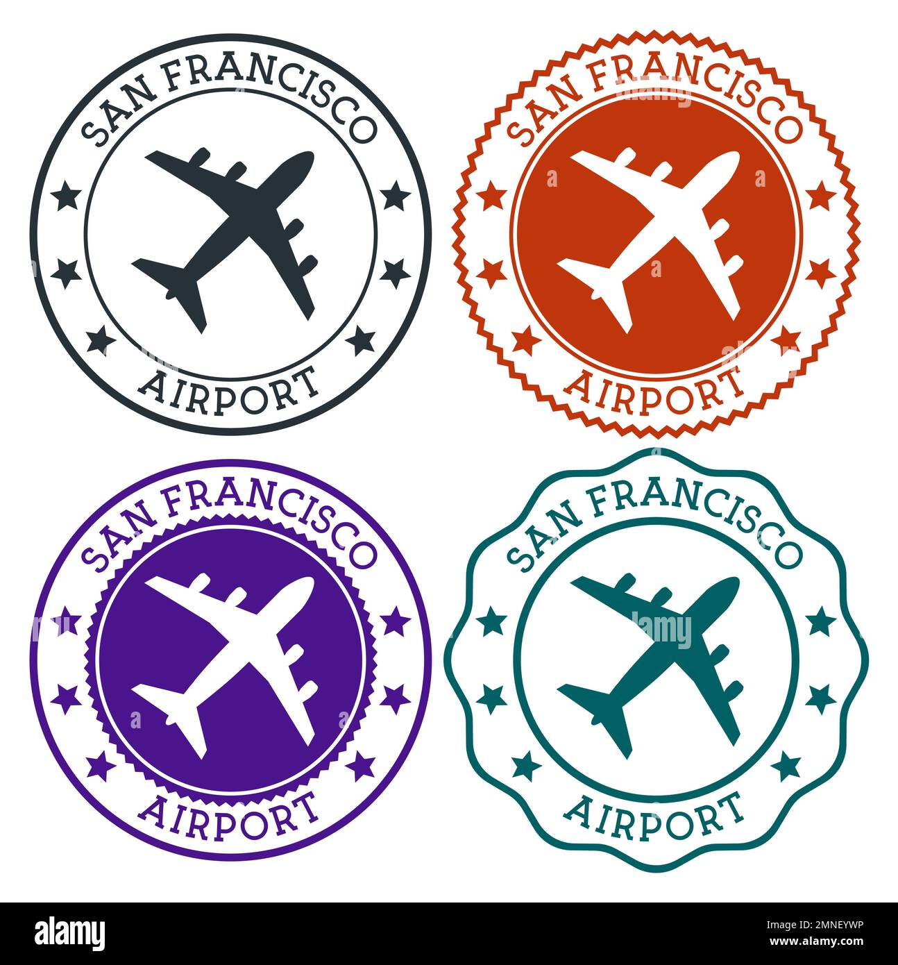 San francisco airport san francisco airport logo flat stamps in