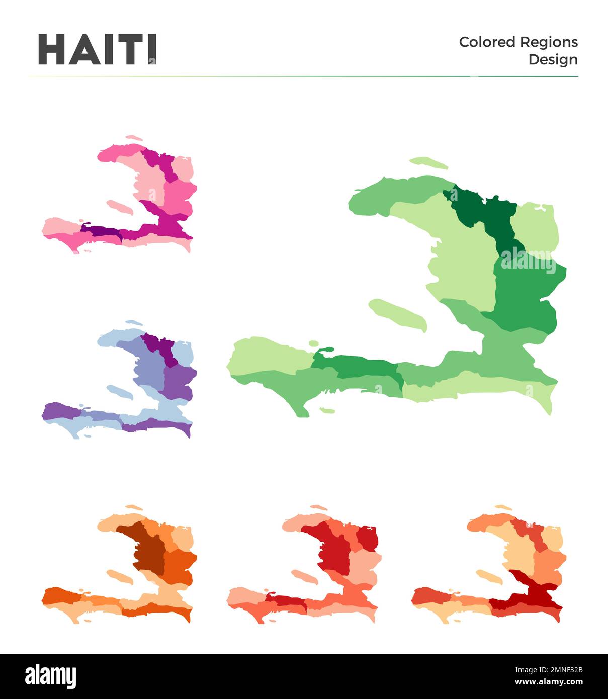 Haiti map collection. Borders of Haiti for your infographic. Colored country regions. Vector illustration. Stock Vector