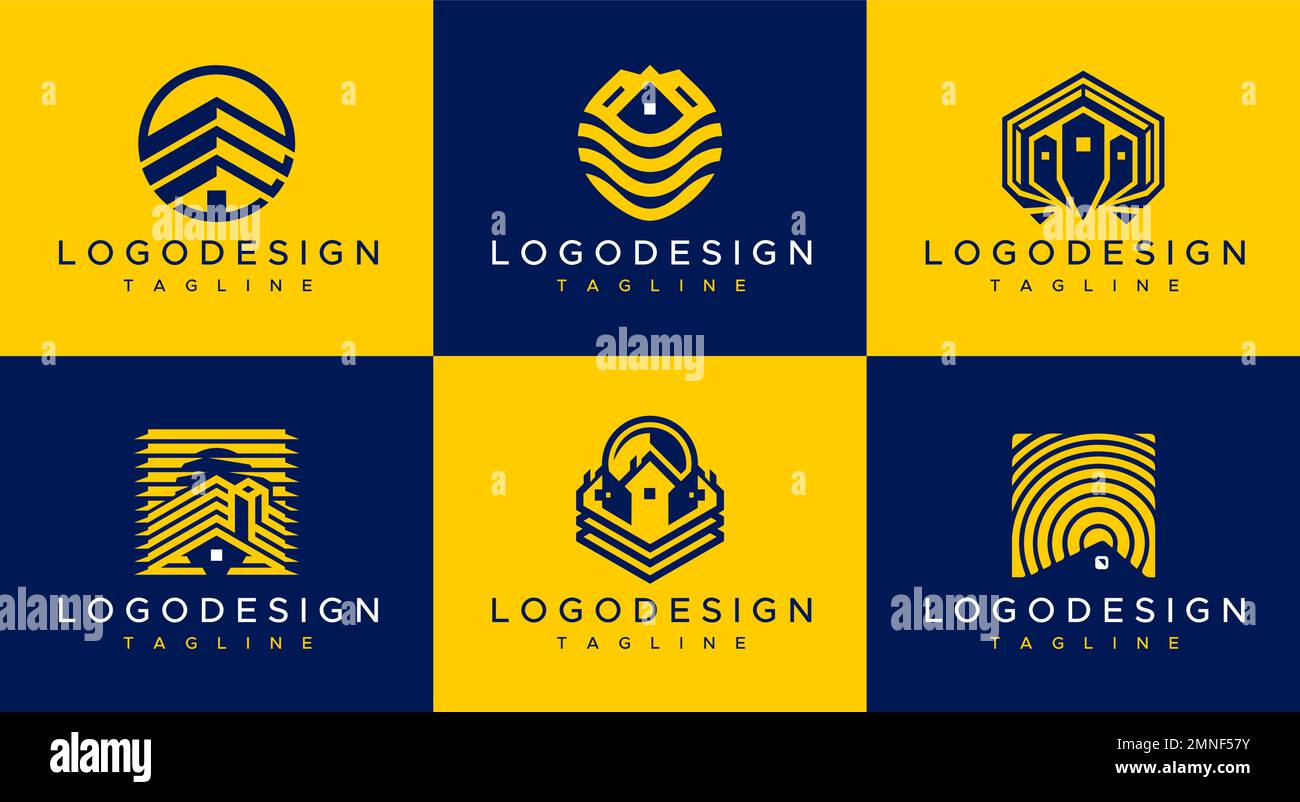 Modern house logo design branding set.  Stock Vector
