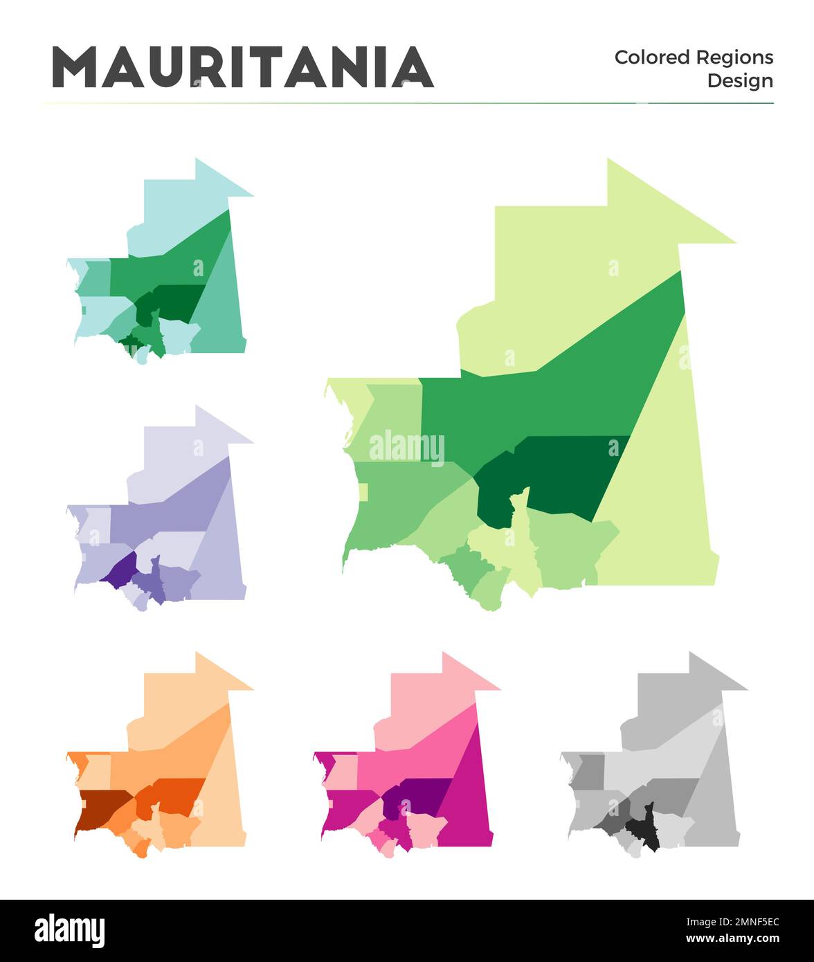 Mauritania Map Collection Borders Of Mauritania For Your Infographic Colored Country Regions 8873