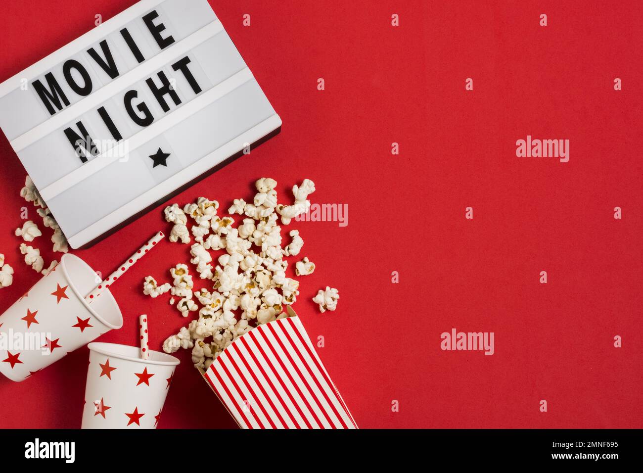 popcorn juice movie night. Resolution and high quality beautiful photo Stock Photo