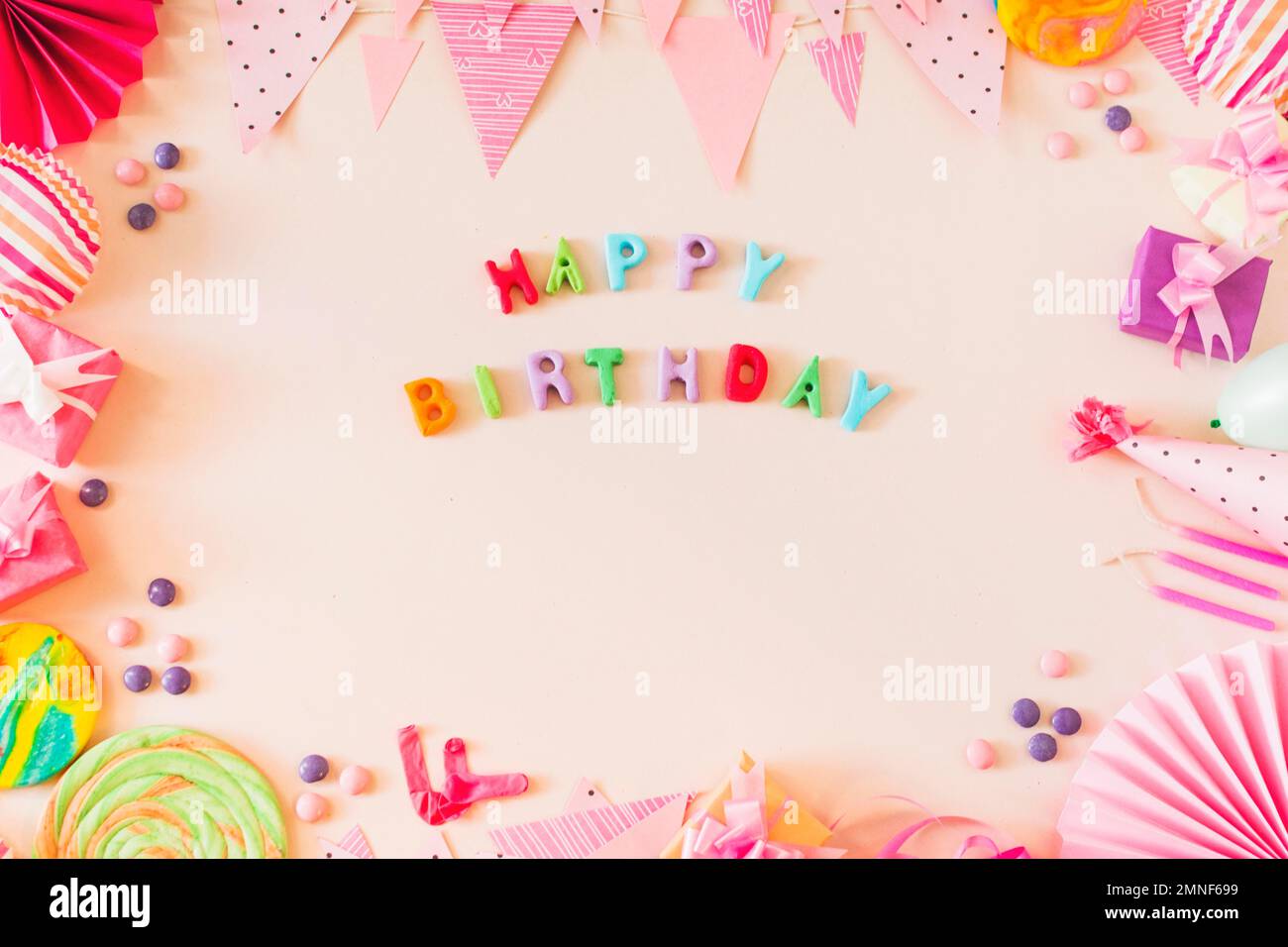 happy birthday text with party concept colored background. High ...