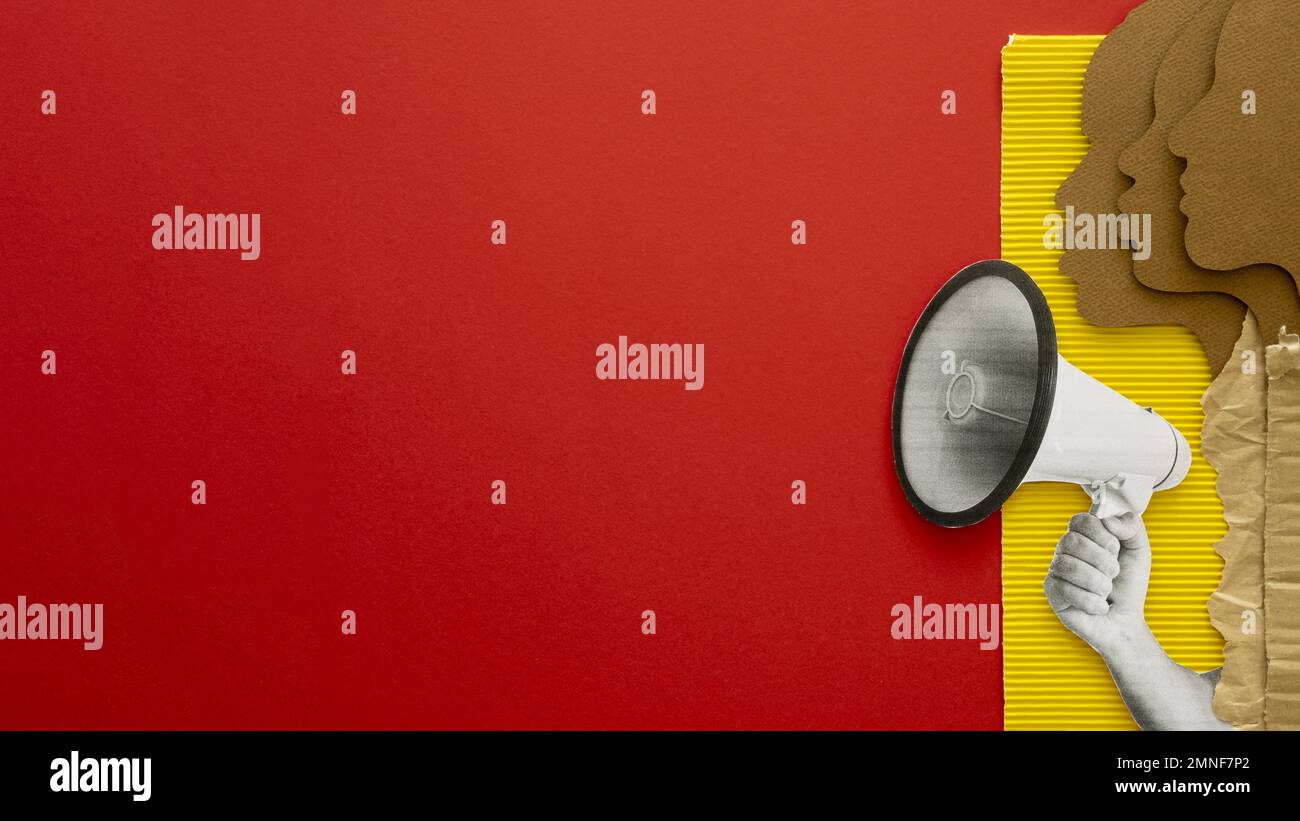 black lives matter protesting with megaphones. High resolution photo