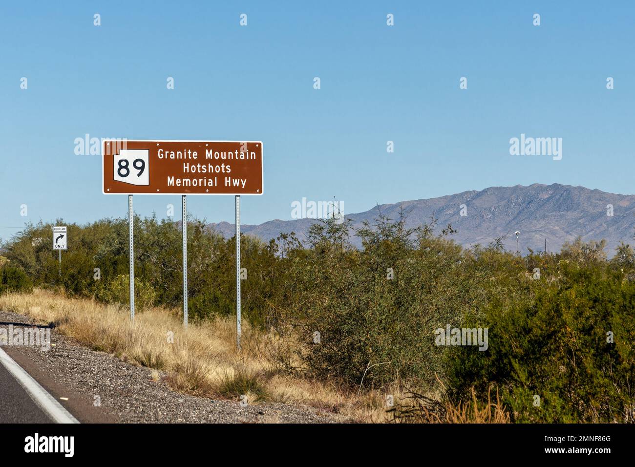 Granite Mountain Hotshots Memorial Highway Route 89 sign in Arizona Stock Photo