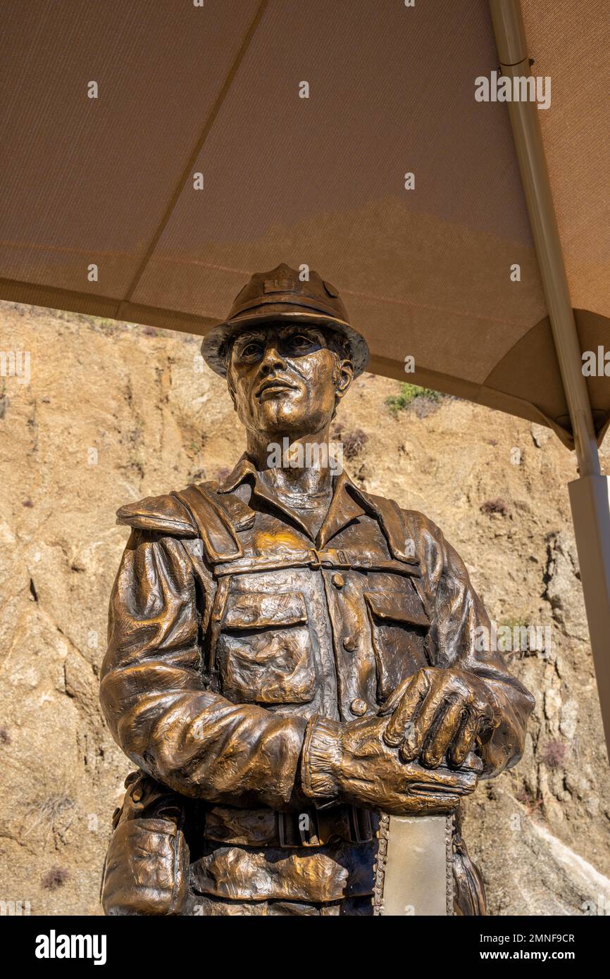 Yarnell, A Nov. 17, 2022 Detail of the lifesized bronze statue of a