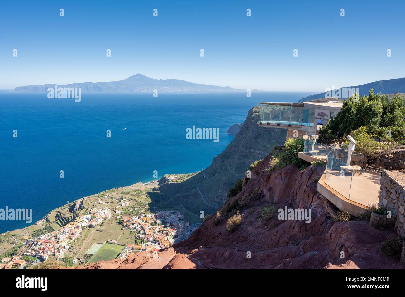 Skywalk Mirador de Abrante with view of Tenerife, Agulo, La Gomera, Spain Stock Photo