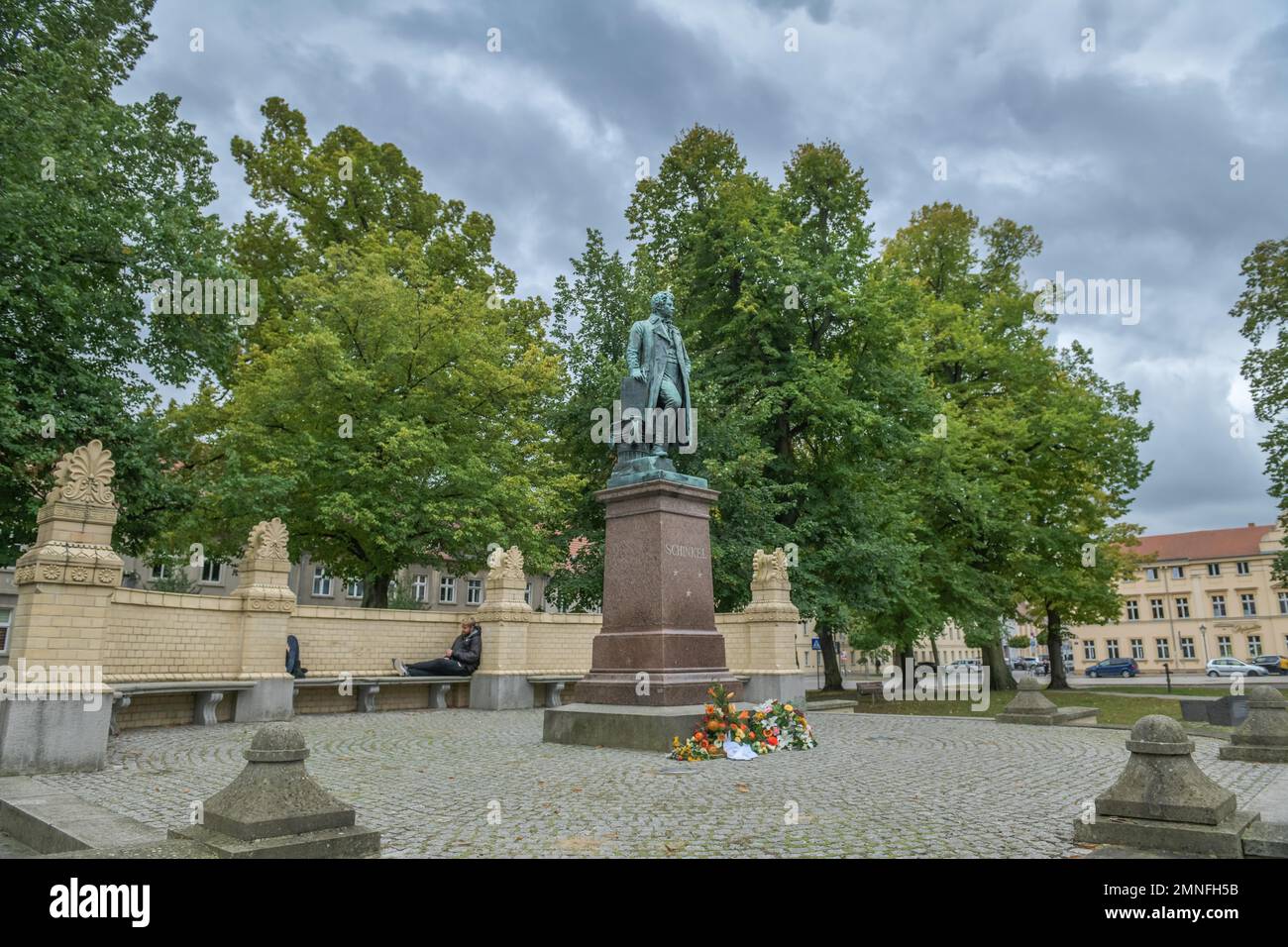 Schinkel Monument, Kirchplatz, Neuruppin, Ostprignitz-Ruppin District, Brandenburg, Germany Stock Photo