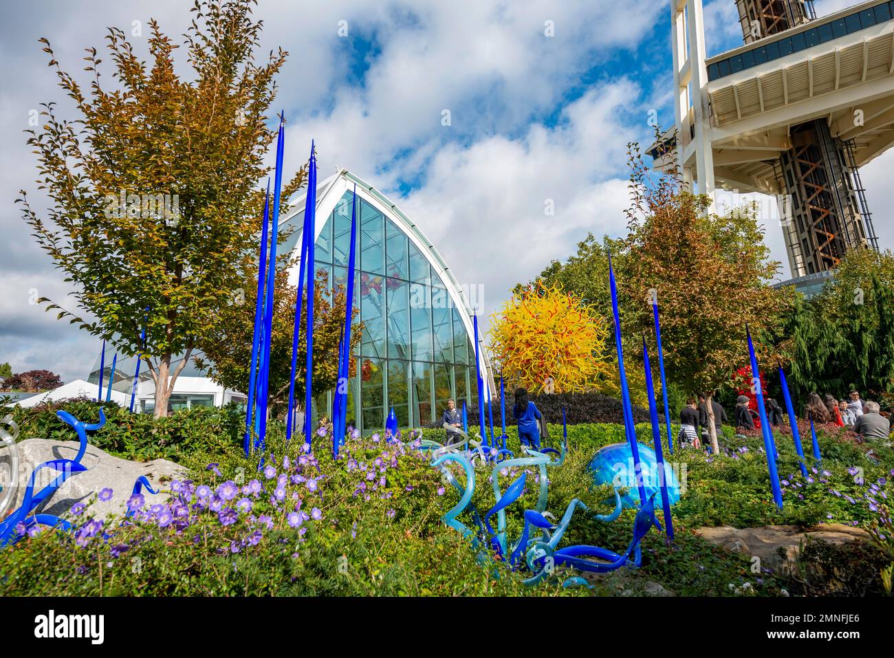 Sculpture garden with colourful glass artworks by Dale Chihuly, Chihuly