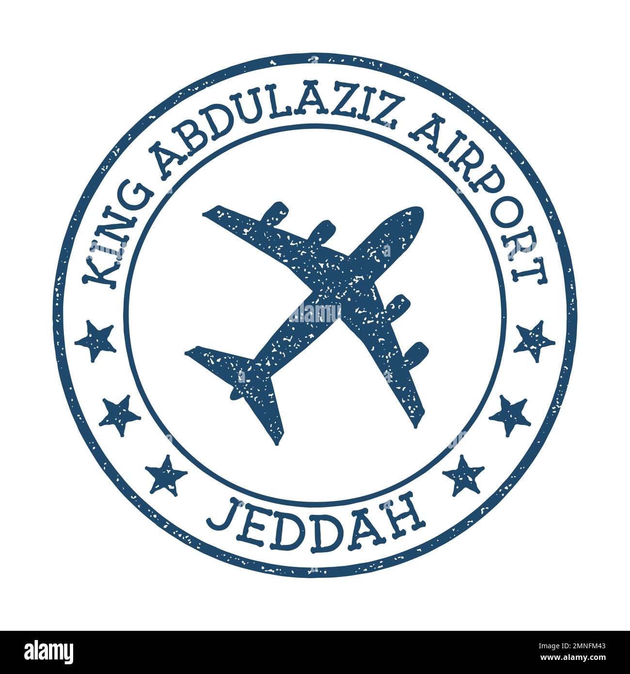 King Abdulaziz Airport Jeddah logo. Airport stamp vector illustration. Jeddah aerodrome. Stock Vector