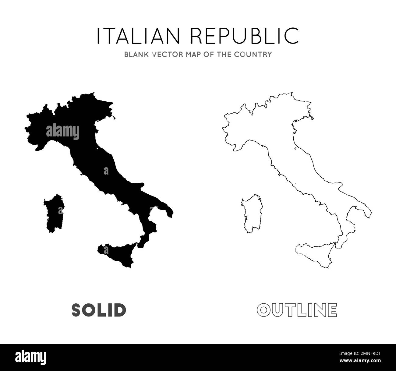 Italy map. Blank vector map of the Country. Borders of Italy for your infographic. Vector illustration. Stock Vector