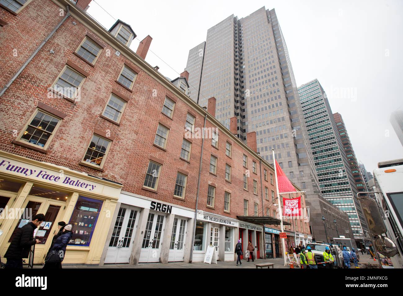 South Street Seaport Museum precinct, New York city, USA Stock Photo
