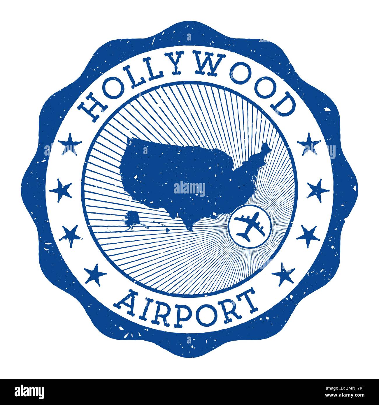 Hollywood Airport stamp. Airport of Fort Lauderdale round logo with