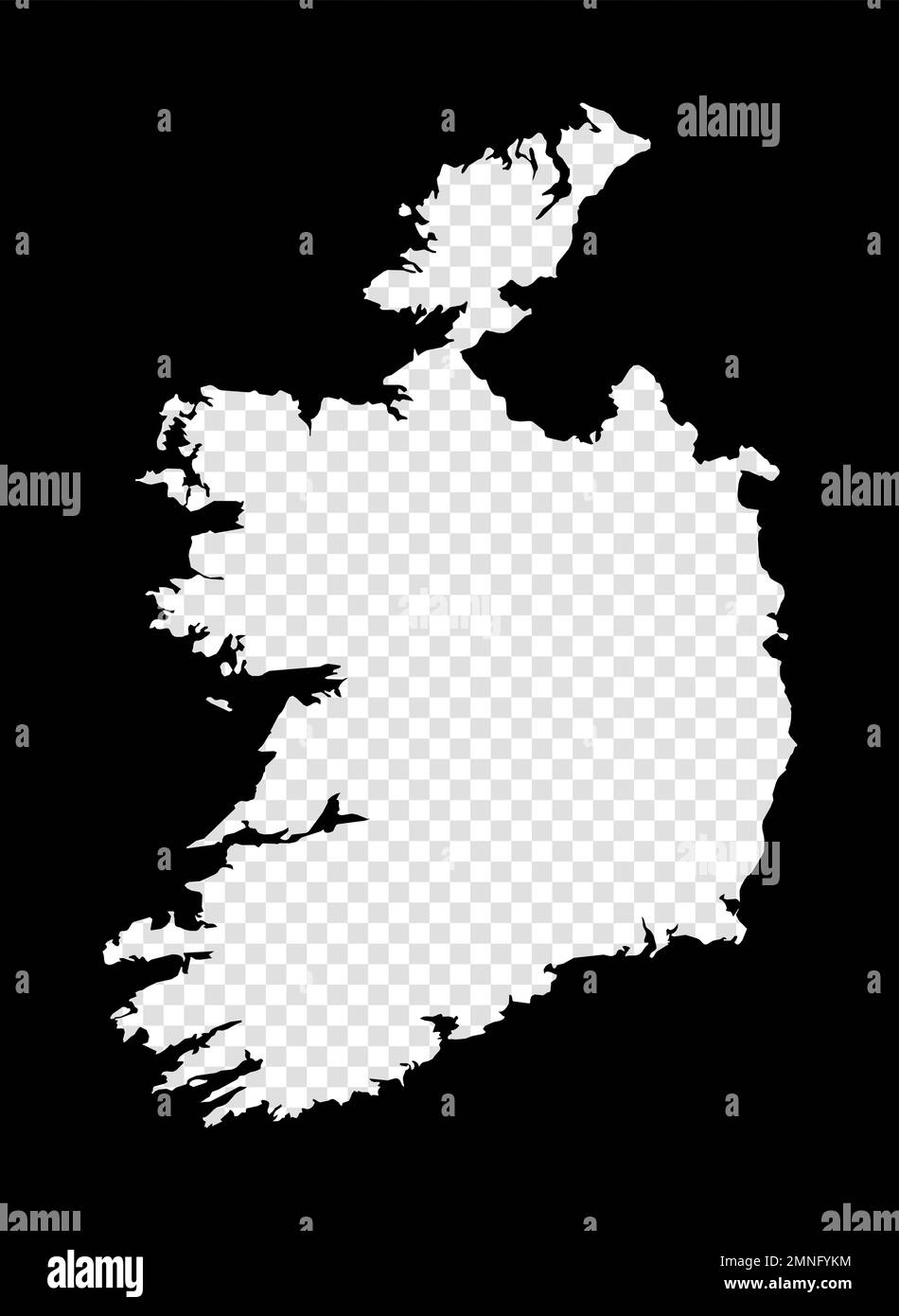 Stencil map of Ireland. Simple and minimal transparent map of Ireland