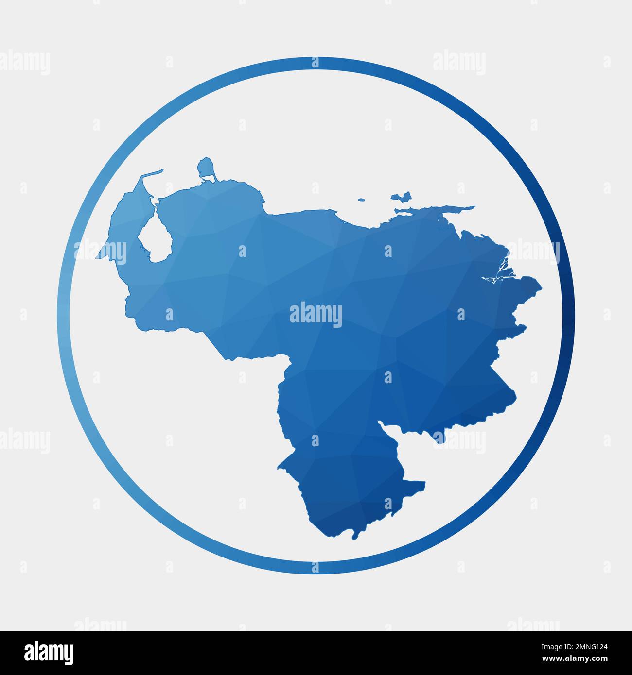 Venezuela Icon. Polygonal Map Of The Country In Gradient Ring. Round ...