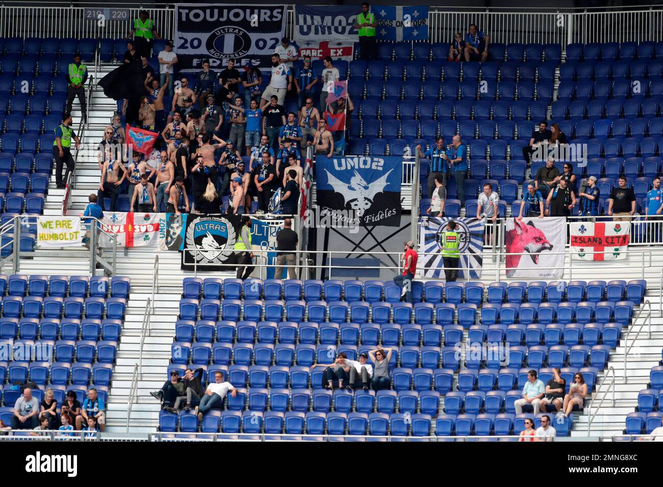 Montreal Impact fans cheer during the second half of a soccer match against  the New York Red Bulls, Saturday, April 14, 2018, in Harrison, N.J. (AP  Photo/Julio Cortez Stock Photo - Alamy