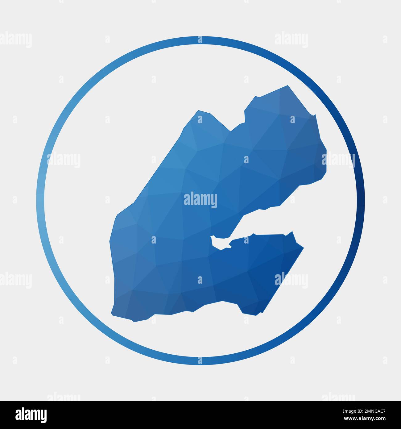 Djibouti icon. Polygonal map of the country in gradient ring. Round low ...