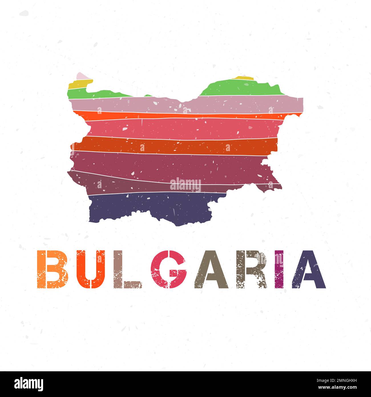 Bulgaria map design. Shape of the country with beautiful geometric waves and grunge texture. Amazing vector illustration. Stock Vector