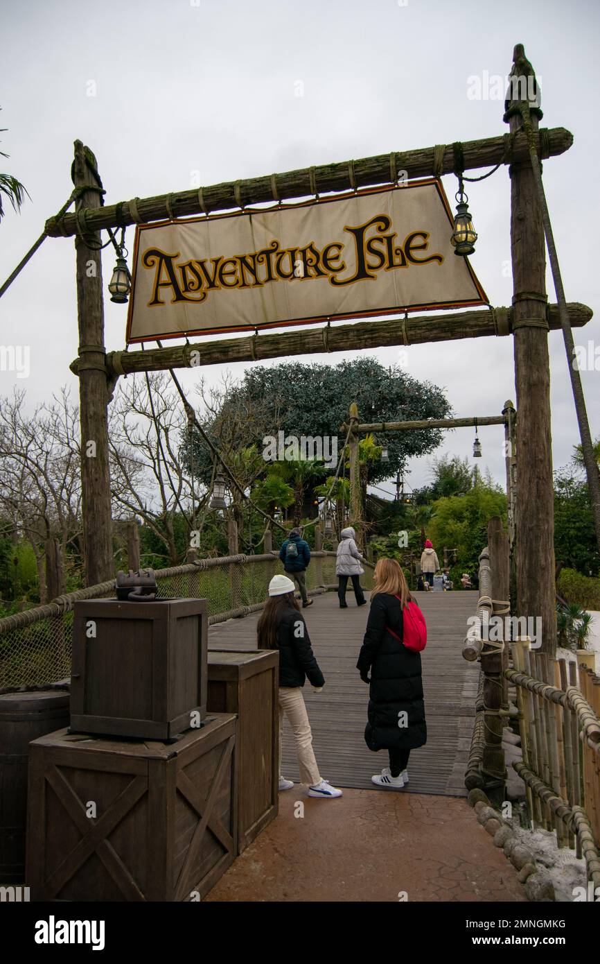 Adventure isle at Disneyland Paris attraction park Stock Photo
