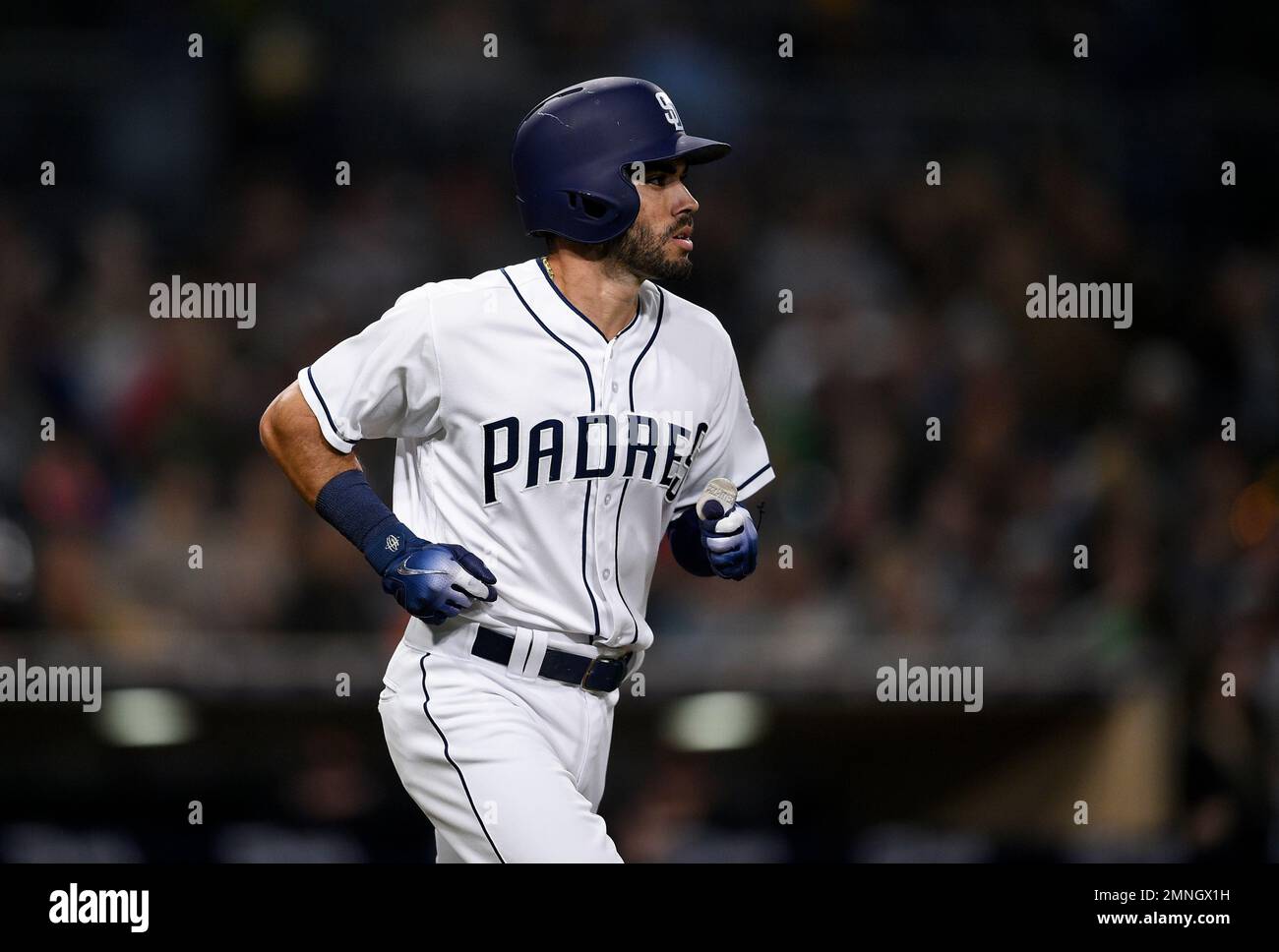 San Diego Padres' Carlos Asuaje reacts after striking out on a