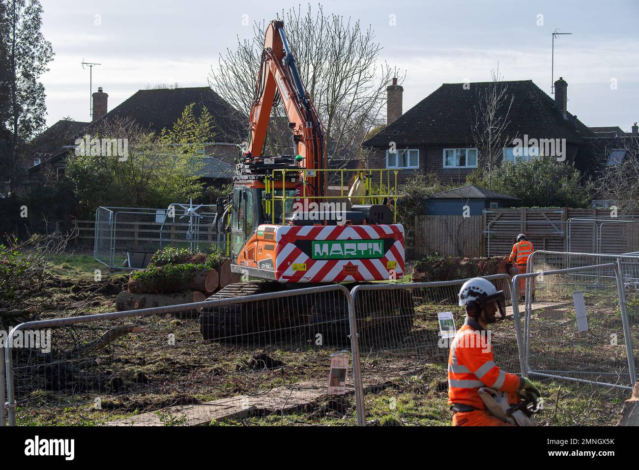 Hartwell, Aylesbury, UK. 30th January, 2023. HS2 have felled another
