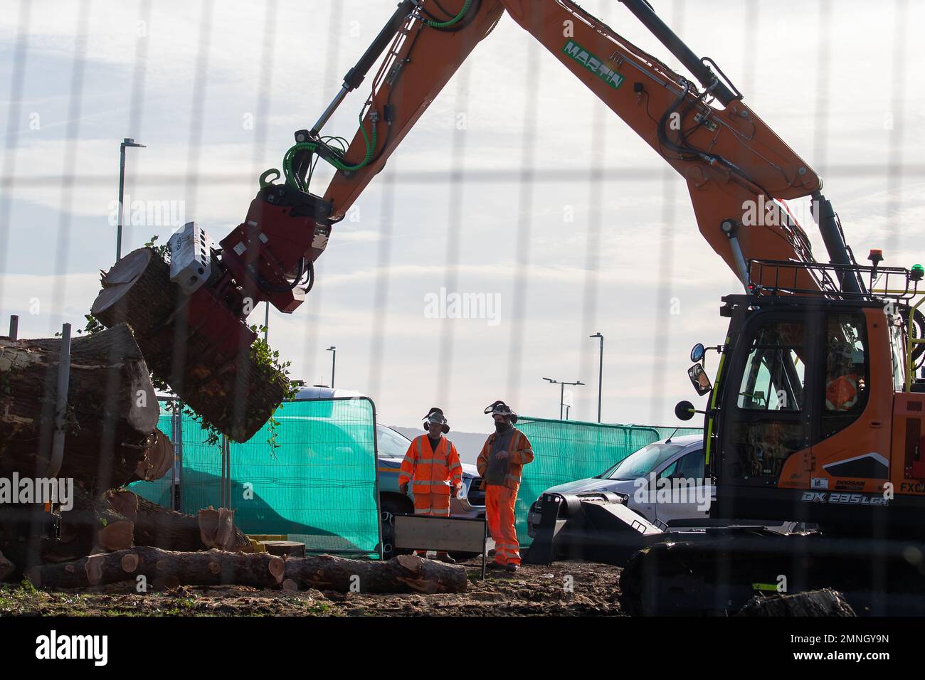 Hartwell, Aylesbury, UK. 30th January, 2023. HS2 have felled another