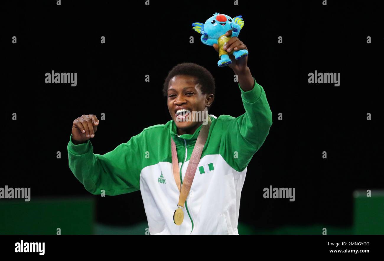 Nigeria's Gold medalist in women's FS 57Kg wrestling Odunayo Adekuoroye