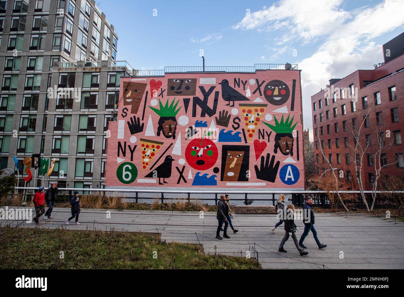 NYC LOVE mural by Nina Chanel Abney on the High Line walkway, New York city, USA Stock Photo