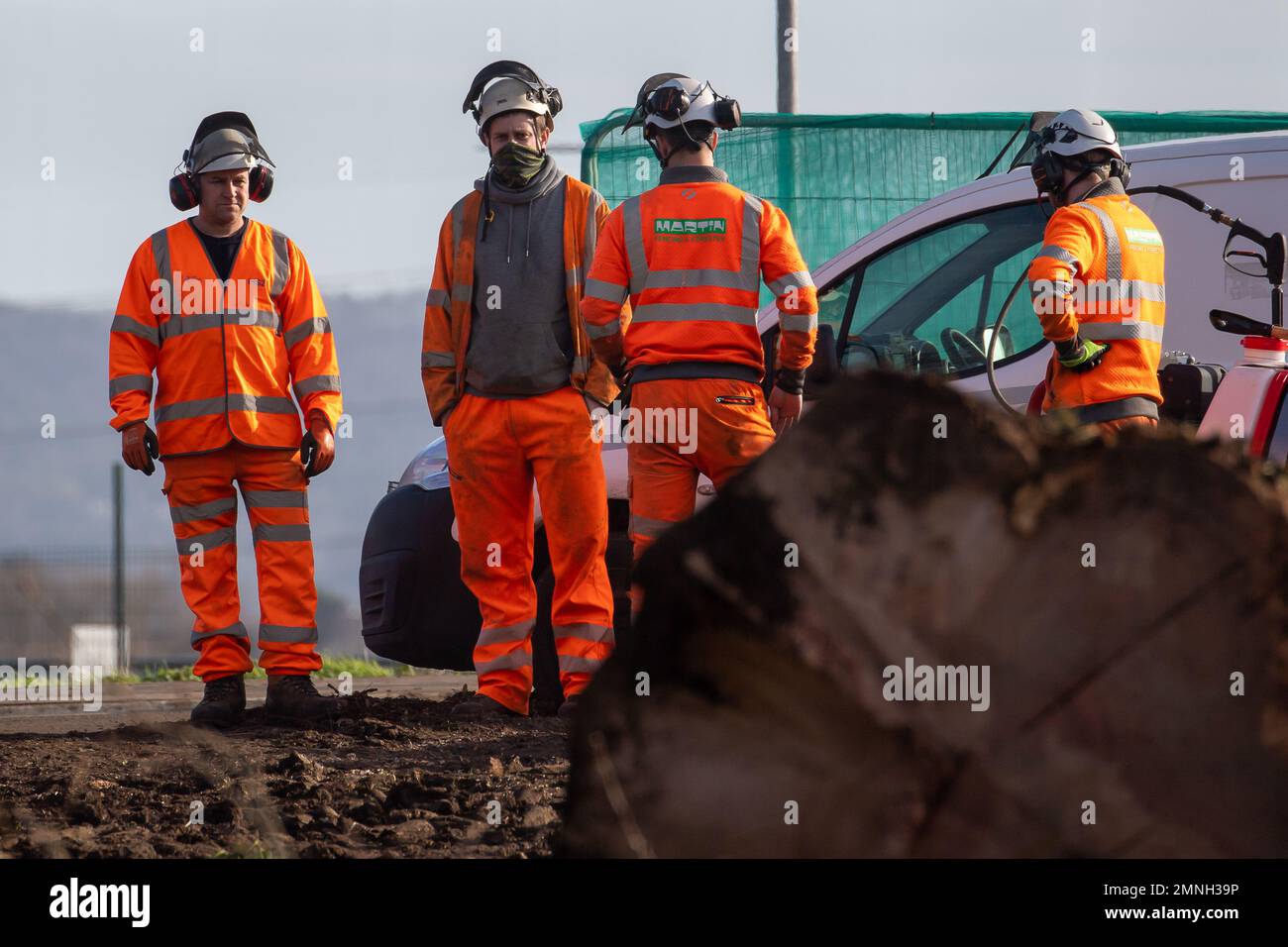 Hartwell, Aylesbury, UK. 30th January, 2023. HS2 have felled another