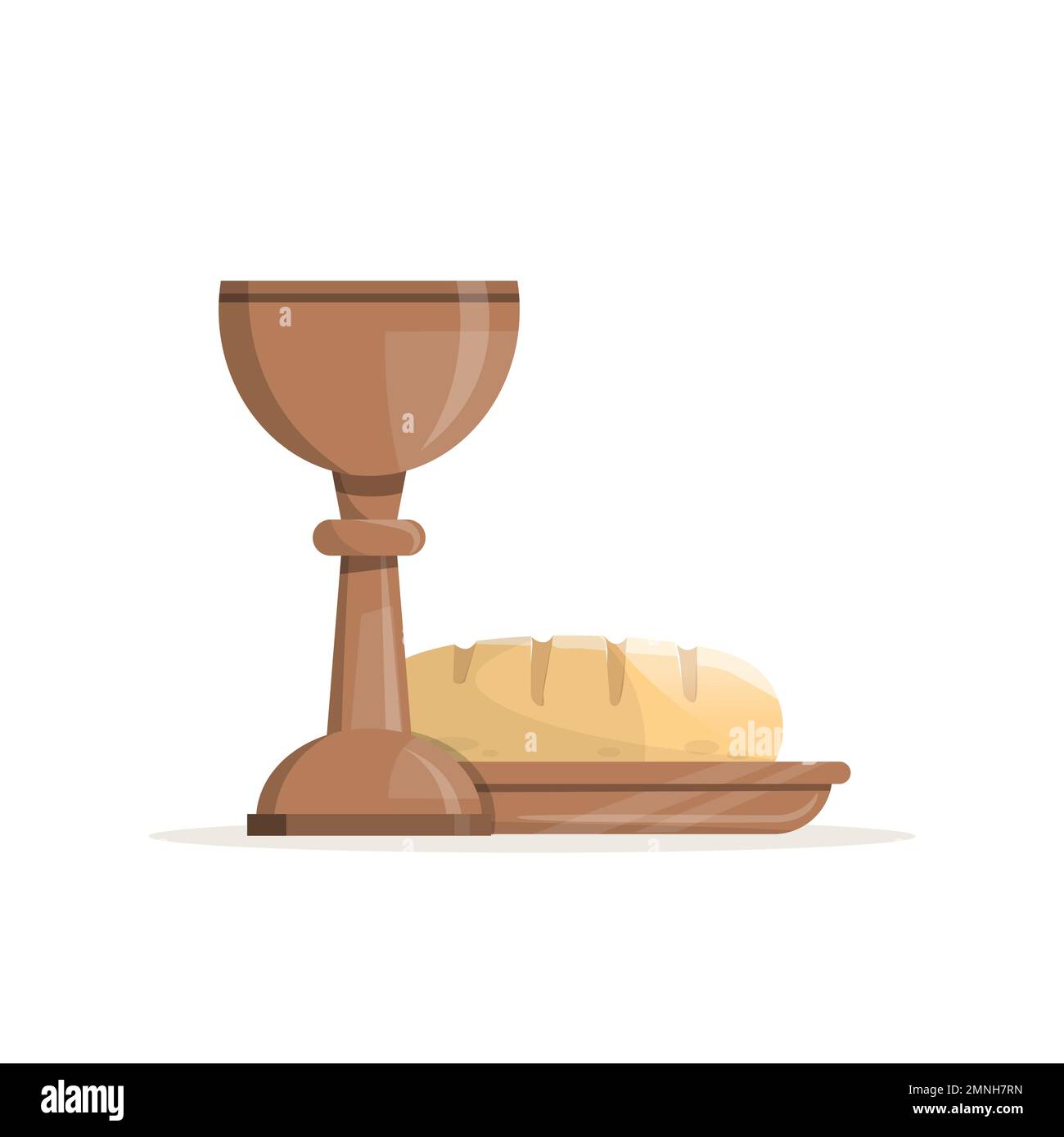 Bread and chalice. Maundy Thursday. Symbols of the Eucharist. Vector illustration Stock Vector