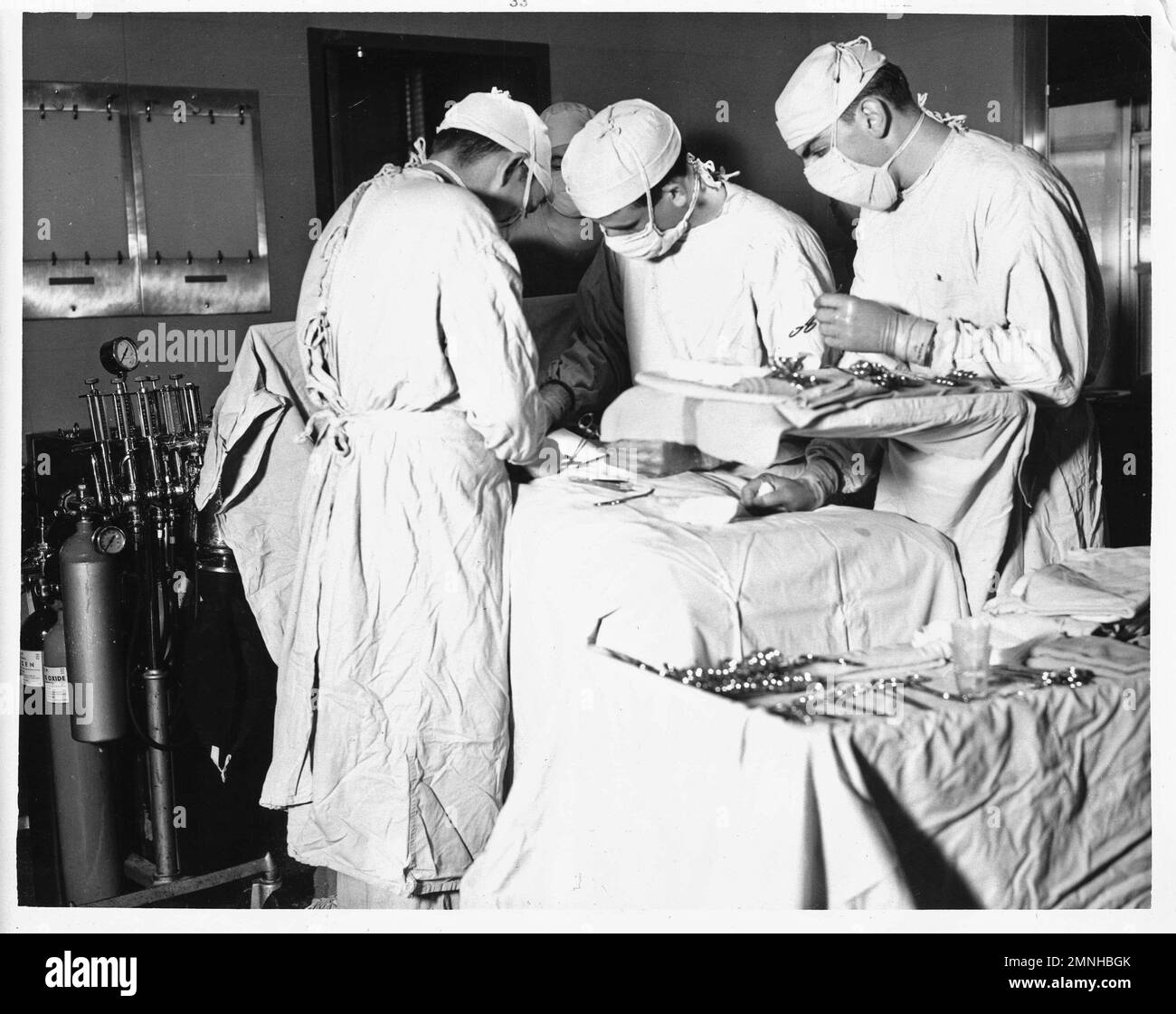 Doctors in the operating room at Naval Hospital St. Albans, Long Island