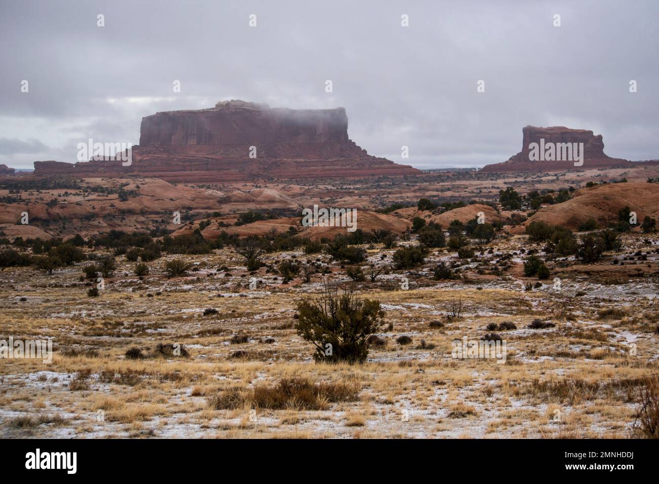 Merrimac and Monitor Butte stand guard just outside of Canyonlands