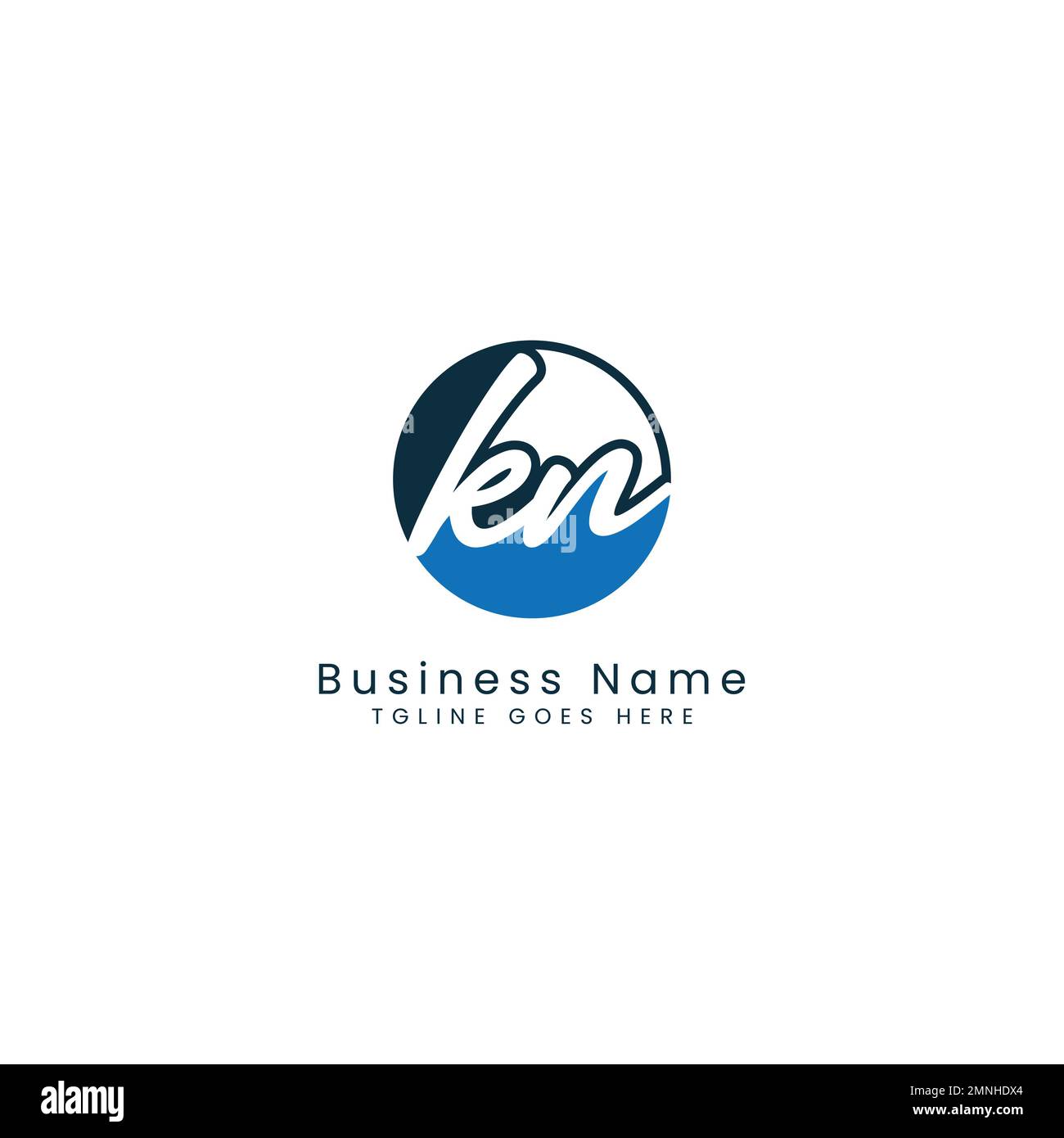 K, N, KN Initial letter handwritten and signature vector image template