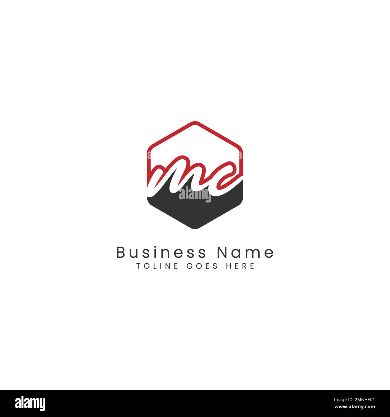 M, C, MC Initial letter handwritten and signature vector image template in hexagon shape logo Stock Vector