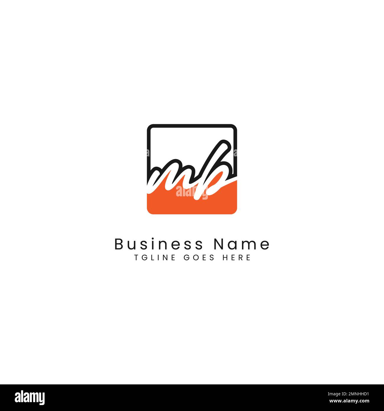 M, B, MB Initial letter handwritten and signature vector image template in square shape logo Stock Vector